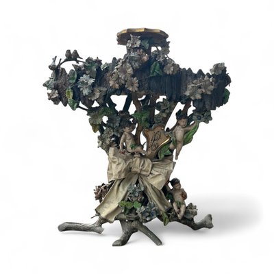 Importante jardinière de jardin d’hiver en bois et stuc polychrome d’époque fin XIXéme H 121 cm
