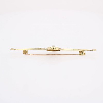 Alte Brosche mit Barrett aus feiner Perle und Diamanten