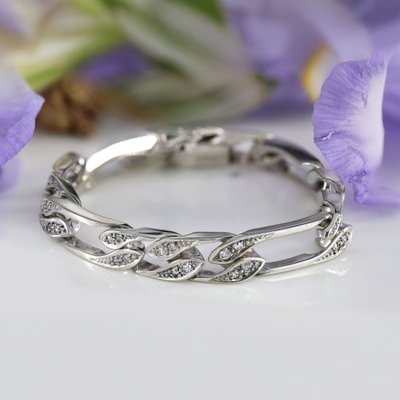 Bracelet gourmette or blanc diamants