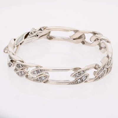 Bracelet gourmette or blanc diamants