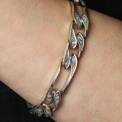 Bracelet gourmette or blanc diamants