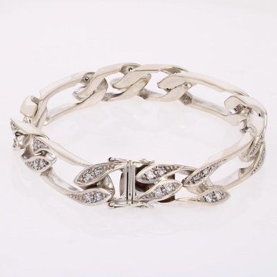 Bracelet gourmette or blanc diamants