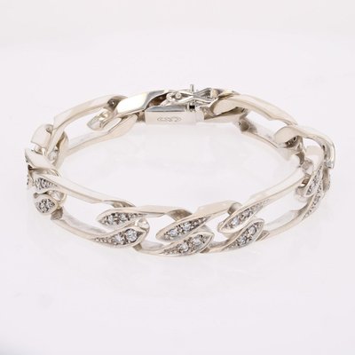 Bracelet gourmette or blanc diamants