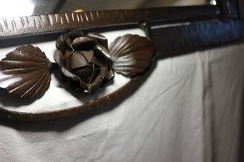 Miroir Ancien Fer Forgé 1920 59 X 38 Cm