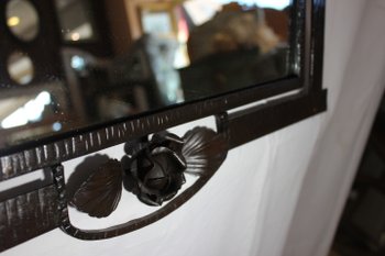 Miroir Ancien Fer Forgé 1920 59 X 38 Cm