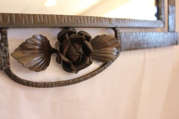 Miroir Ancien Fer Forgé 1920 59 X 38 Cm
