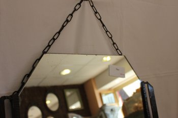 Miroir Ancien Fer Forgé 1920 59 X 38 Cm