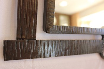 Miroir Ancien Fer Forgé 1920 59 X 38 Cm