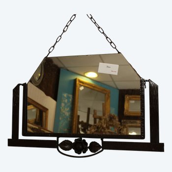 Miroir Ancien Fer Forgé 1920 59 X 38 Cm