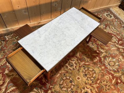 Couchtisch im Louis XVI-Stil aus Carrara-Marmorkirsche