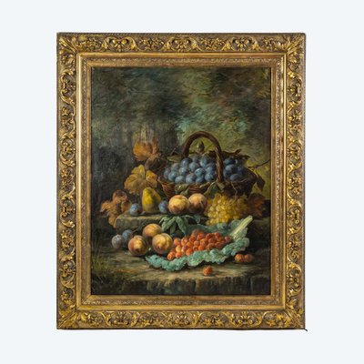 Sureau - Nature Morte aux Fruits olio su tela, fine XIX secolo
