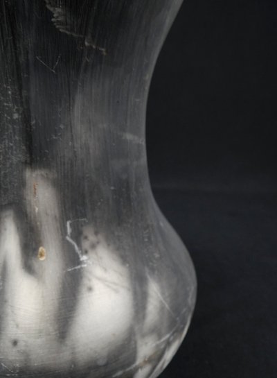 Contemporary Raku stoneware bottle vase signed Kamel Boubekeur 2018