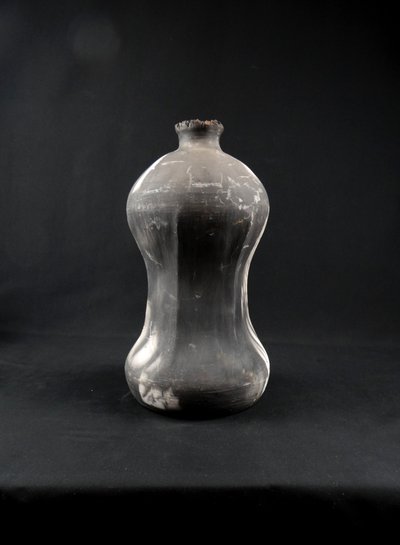 Contemporary Raku stoneware bottle vase signed Kamel Boubekeur 2018