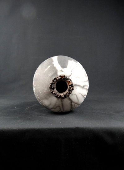 Contemporary Raku stoneware bottle vase signed Kamel Boubekeur 2018