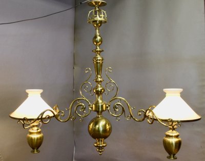 Large solid brass billiard chandelier