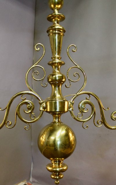 Large solid brass billiard chandelier