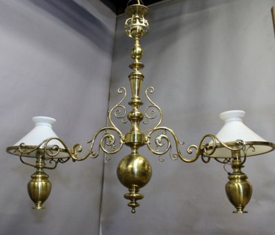 Large solid brass billiard chandelier
