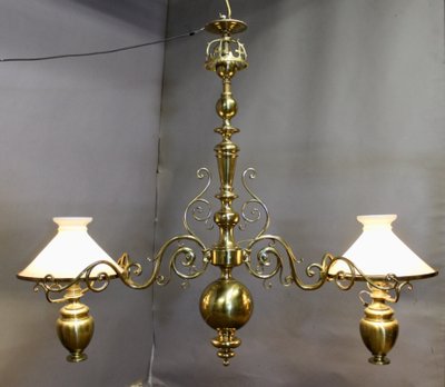 Large solid brass billiard chandelier