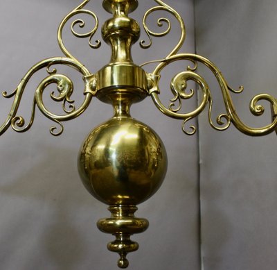 Large solid brass billiard chandelier