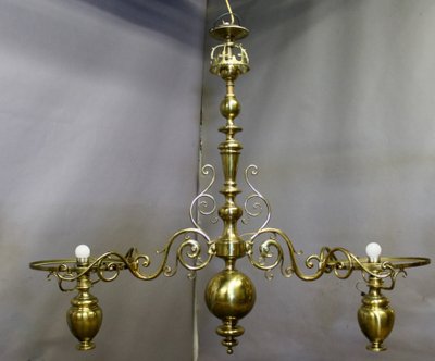 Large solid brass billiard chandelier