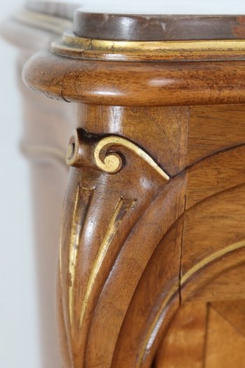 Cabinet between two in Walnut, Rocaille style - Period 1900