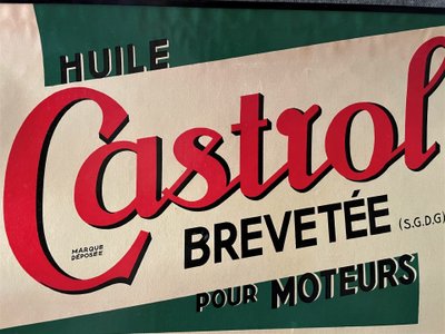 Large CASTROL garage poster with greasing guide circa 1930/50