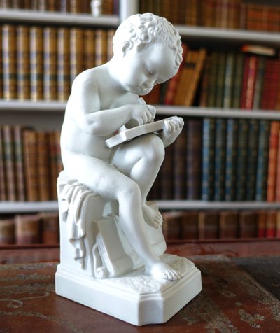 Putto, allegoria della scrittura in porcellana biscuit dopo Canova - Manifattura Samson