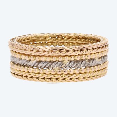 Wide 2-tone Gold Wedding Ring