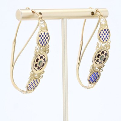 Boucles d'oreilles poissardes émail or jaune