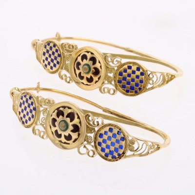 Boucles d'oreilles poissardes émail or jaune