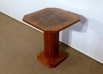 Art Deco Pedestal Table in Walnut and Cherry - 1930/1940