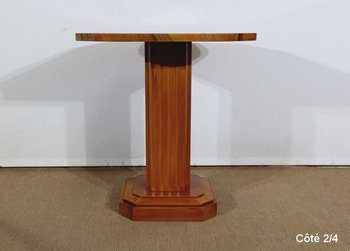 Art Deco Pedestal Table in Walnut and Cherry - 1930/1940