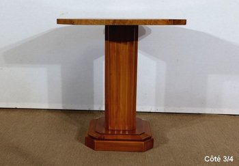 Art Deco Pedestal Table in Walnut and Cherry - 1930/1940