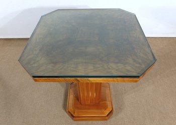 Art Deco Pedestal Table in Walnut and Cherry - 1930/1940
