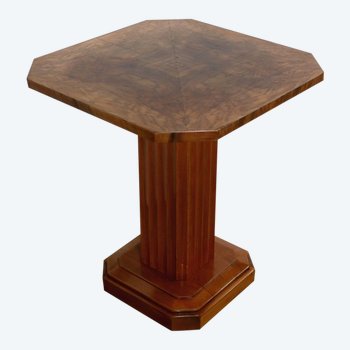 Art Deco Pedestal Table in Walnut and Cherry - 1930/1940