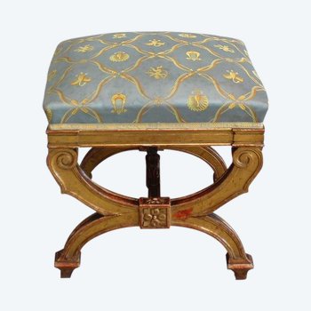 Petit Tabouret Carré en Bois Doré – Fin XIXe