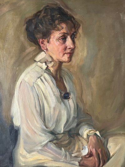 Dipinto a olio "Ritratto di signora" di Robert Hahn (1883-1940) W. Singer-Polignac?