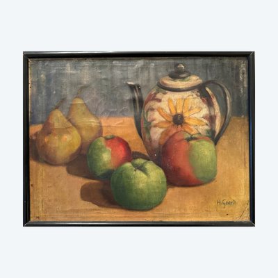 Natura morta con mele e pere circa 1900