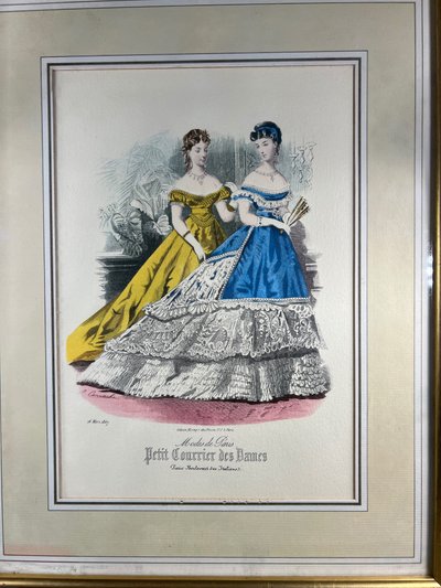 Modes de Paris – Le Petit Courrier des Dames – Gravure de mode datée du 16 mars 1867 – Époque Second