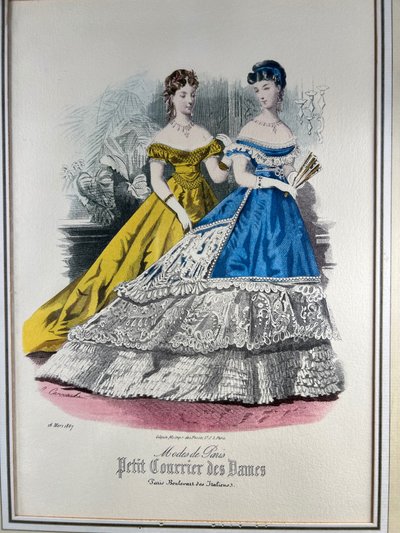 Modes de Paris – Le Petit Courrier des Dames – Gravure de mode datée du 16 mars 1867 – Époque Second