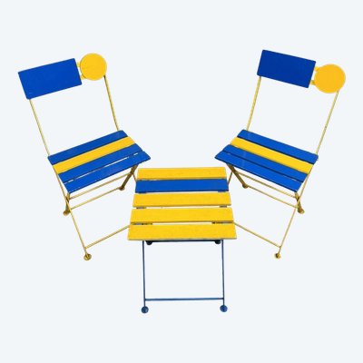 Set aus 2 Klappstühlen und 1 Hocker, Modell Kis Folding von Denis Balland für Fermob