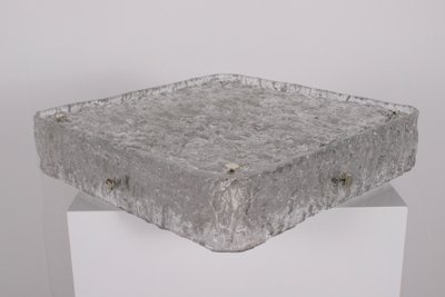 Large square ceiling light in Murano Ice Glass