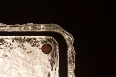 Large square ceiling light in Murano Ice Glass