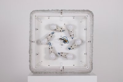 Large square ceiling light in Murano Ice Glass