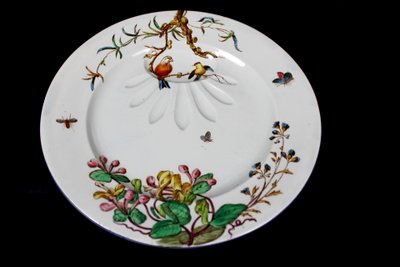 Service à viande en faïence fine de Bordeaux décor Nella oiseaux et fleurs japonisant ép. 19ème