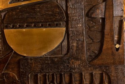 V. de Segonzac. Modernist triptych in carved wood. Contemporary. LS66703002