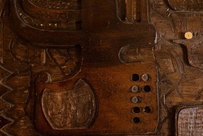 V. de Segonzac. Modernist triptych in carved wood. Contemporary. LS66703002