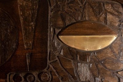 V. de Segonzac. Modernist triptych in carved wood. Contemporary. LS66703002