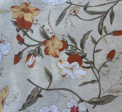 3 Paires de rideaux en coton et lin à motif floral – XXᵉ siècle