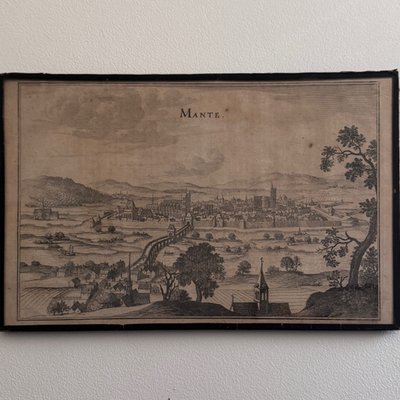 Antique engraving depicting a praying mantis (17th century)